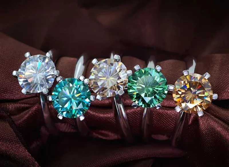 This image is about the Colorful Moissanite rings 